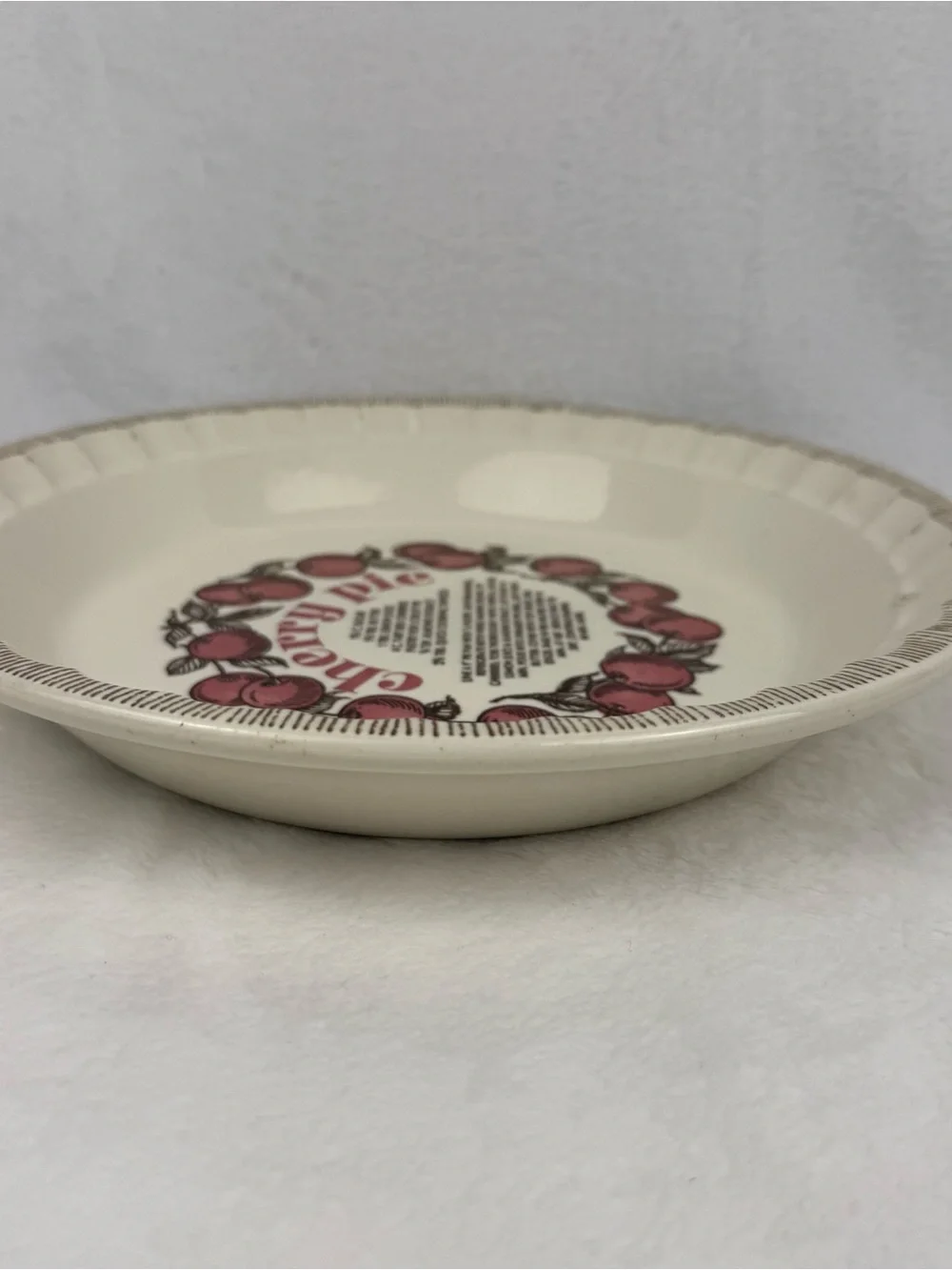 Vintage 1983 Cherry Pie Recipe Plate Royal China Country Harvest Made in USA